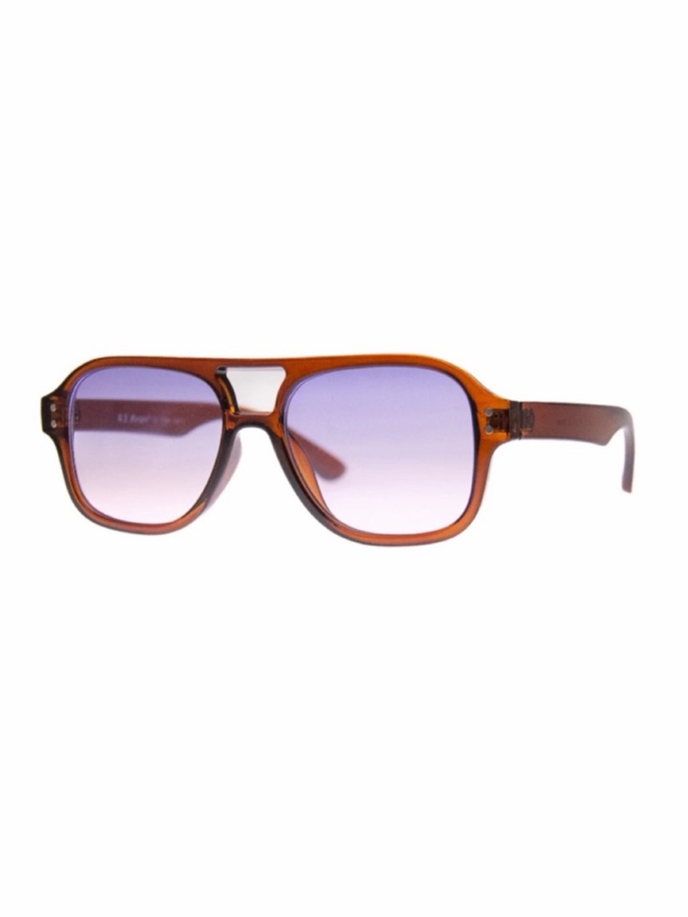 AJ Morgan rust brown frame purple tint lenses retro square aviators sunglasses